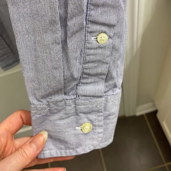 Men's J. Crew Blue Striped Button-Down Shirt - Picture 4 of 5